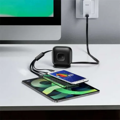 Baseus Traction Series Retractable 3-in-1 Fast Charging Cable Desktop Organizer Type-C to M+L+C 100W